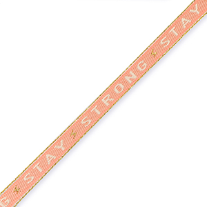Ribbon text "stay strong" Coral Red-Beige