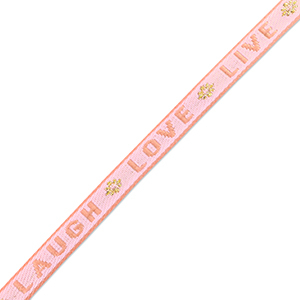 Ribbon text "live laugh love" Pink-Coral Pink