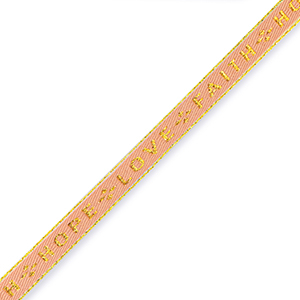Ribbon text "love faith hope" Coral Red-Gold