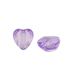 Acrylic beads heart Purple Transparent