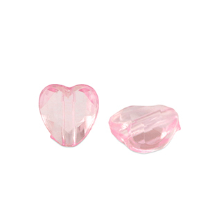 Acrylic beads heart Pink Transparent