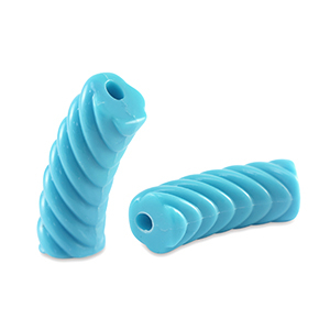 Acrylic tube beads twisted Blue