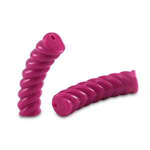 Acrylic tube beads twisted Magenta Pink