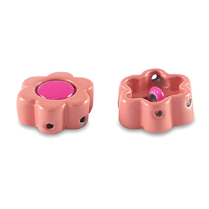Tile beads flower Lantana Pink-Magenta Pink