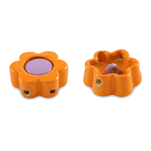 Tile beads flower Orange-Paisley Purple