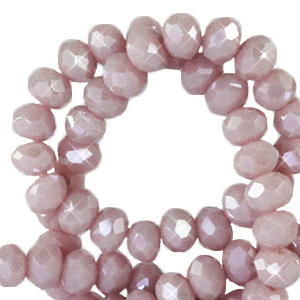 Top faceted beads 3x2mm disc Soft Rose Ash-Pearl Shine Coating