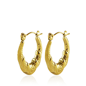 Stainless steel earrings creole oval Gold