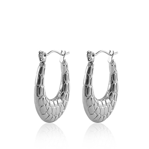 Stainless steel earrings creole oval Silver