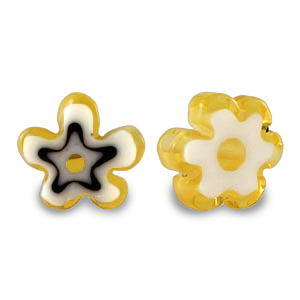 Millefiori beads flower Ochre Yellow