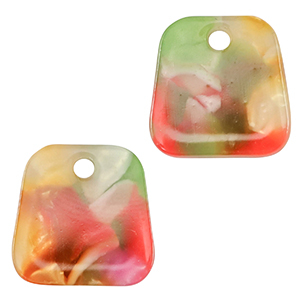 Resin pendants trapezium Multicolor Pink-Green