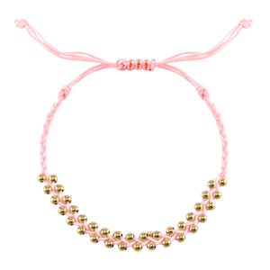 Ready-made Bracelets stainless steel beads Pink-Gold