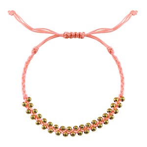 Ready-made Bracelets stainless steel beads Peach Pink-Gold
