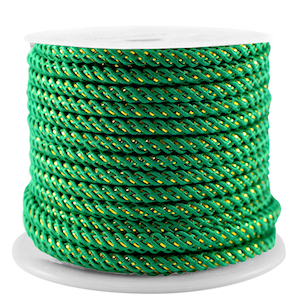 Trendy cord 3mm Emerald Green-Gold
