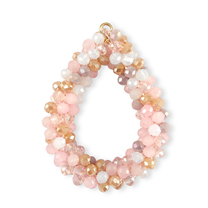 Top Faceted charms drop Multicolour Beige-Pink