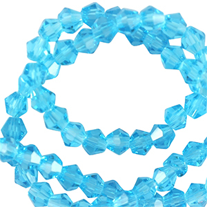 Top faceted beads bicone 6mm Azure Turquoise Blue