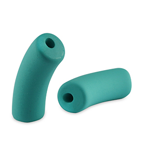 Acrylic tube beads matt Teal Green