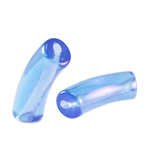 Acrylic tube beads Carolina Blue-AB Coating