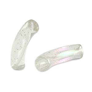 Acrylic tube beads Transparent Glitter-AB coating