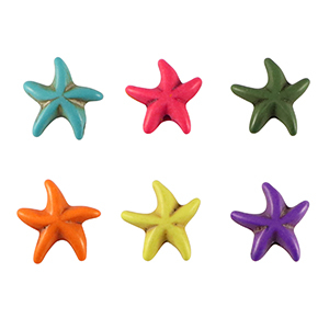 Natural stone beads howlite starfish Multicolour