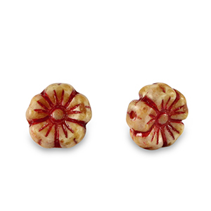 Czech Beads Flower 7mm Red-Almond Brown