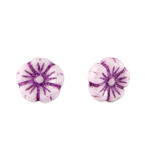 Czech Beads Flower 7mm Imperial Purple-White