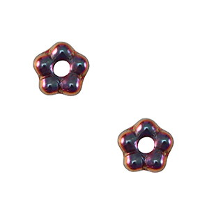 Czech Beads Flower 5mm Dark Iridescent
