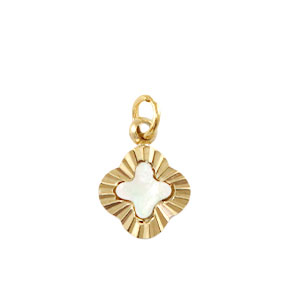Stainless steel charms shell clover Gold-White (natural colour)