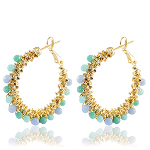 Stainless steel earrings facet Blue-Gold