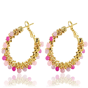 Stainless steel earrings facet Light Pink-Gold