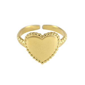 Stainless steel rings heart Gold
