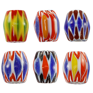 Millefiori beads tube Multicolour Yellow-Blue