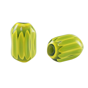 Millefiori beads tube Green-Yellow