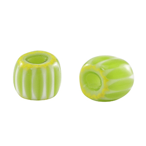 Millefiori beads tube Light Green