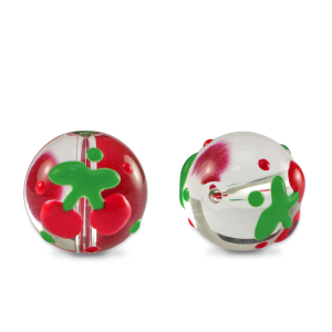 Hand-painted glass beads cherries Transparent-Red Green