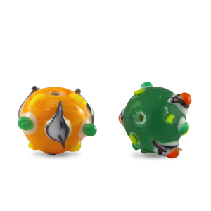 Hand-painted glass beads dots Multicolour