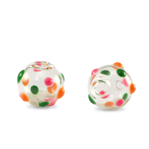 Hand-painted glass beads 8mm Transparent-Green Orange