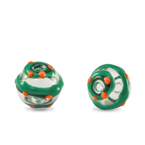 Hand-painted glass beads 8mm Transparent-Green Orange