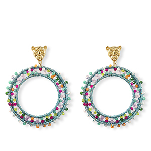 Top Faceted earrings 60mm Gold-Multicolour