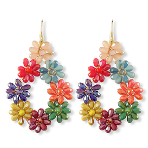 Top Faceted earrings drop Gold-Multicolour