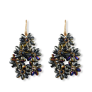 Top Faceted earrings drop Gold-Midnight Blue