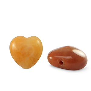 Natural stone beads Aventurine Quartz heart Copper Orange