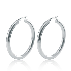 Stainless steel earrings creole 50mm Silver
