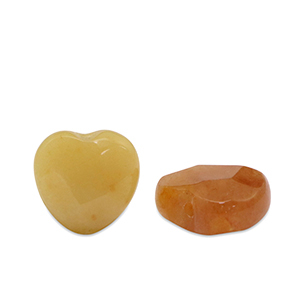 Natural stone beads Quartz heart Multicolour Amber Orange