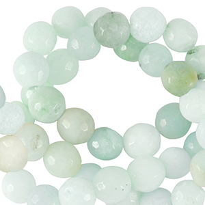 Natural stone beads Chalcedony (Quartz) 4mm faceted polished Turquoise Blue