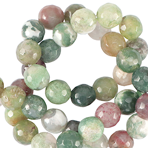 Natural stone beads Chalcedony (Quartz) 4mm faceted polished Multicolour Turquoise Blue