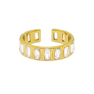 Stainless steel rings crystal Gold