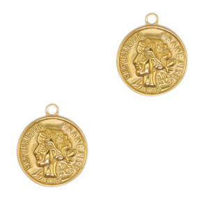 Stainless steel charms coin Gold