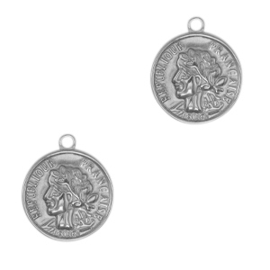 Stainless steel charms coin Antique Silver