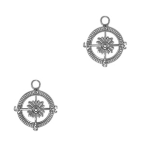 Stainless steel charms compass Antique Silver