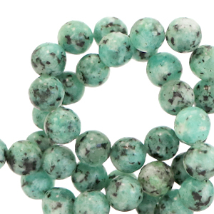 Natural stone beads Dalmatian Stone 6mm Light Moss Green
